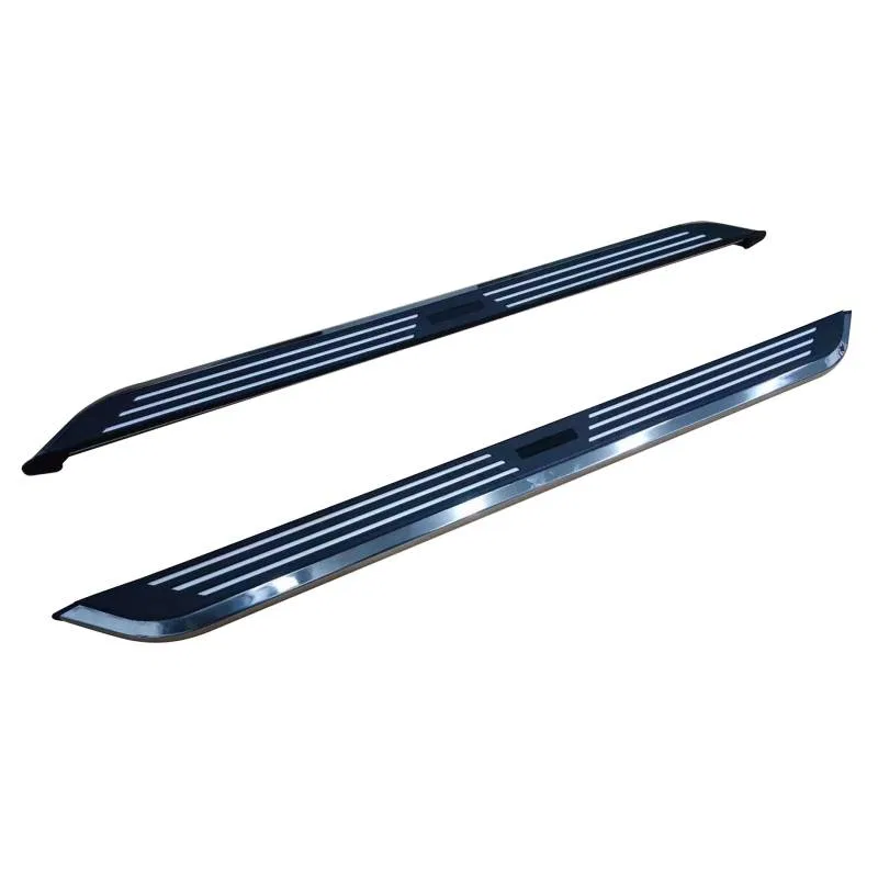PIT785 – BLACK HORSE Running Board, 5-1/2 Inch Width Black Aluminum/ Chrome Stainless Steel Trim Unlighted Frame Moun...